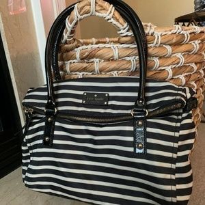 Kate Spade Black & White Stripe Foldover Purse